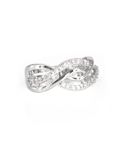Silver Plated AD Minimal Band Adjustable Ring