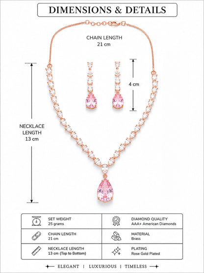 Rose Gold Plated AD Jewellery Set for Women