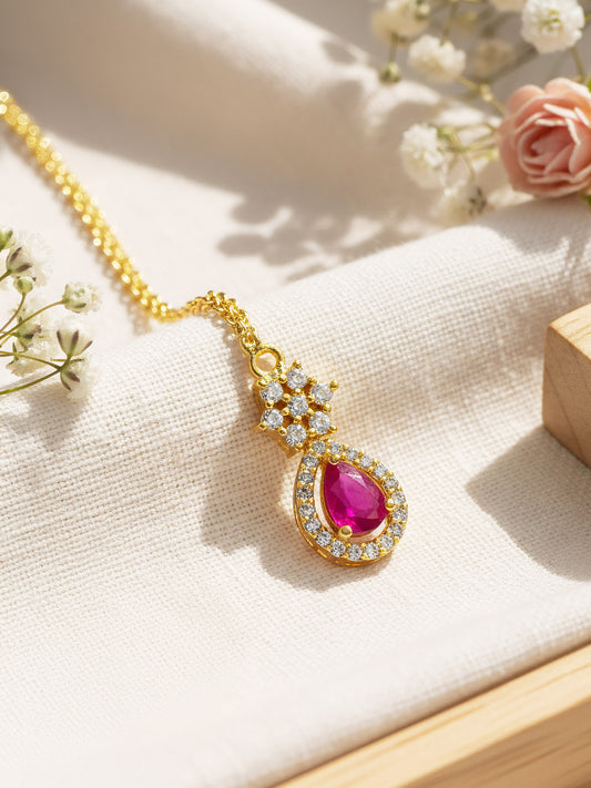 Gold Plated Red AD Maang Tikka for Women