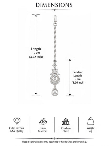 Silver Plated AD Maang Tikka for Women