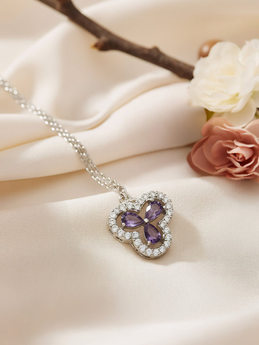 Silver Plated Purple AD Maang Tikka for Women