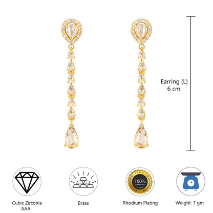 Gold Plated AD Drop Earrings for Women