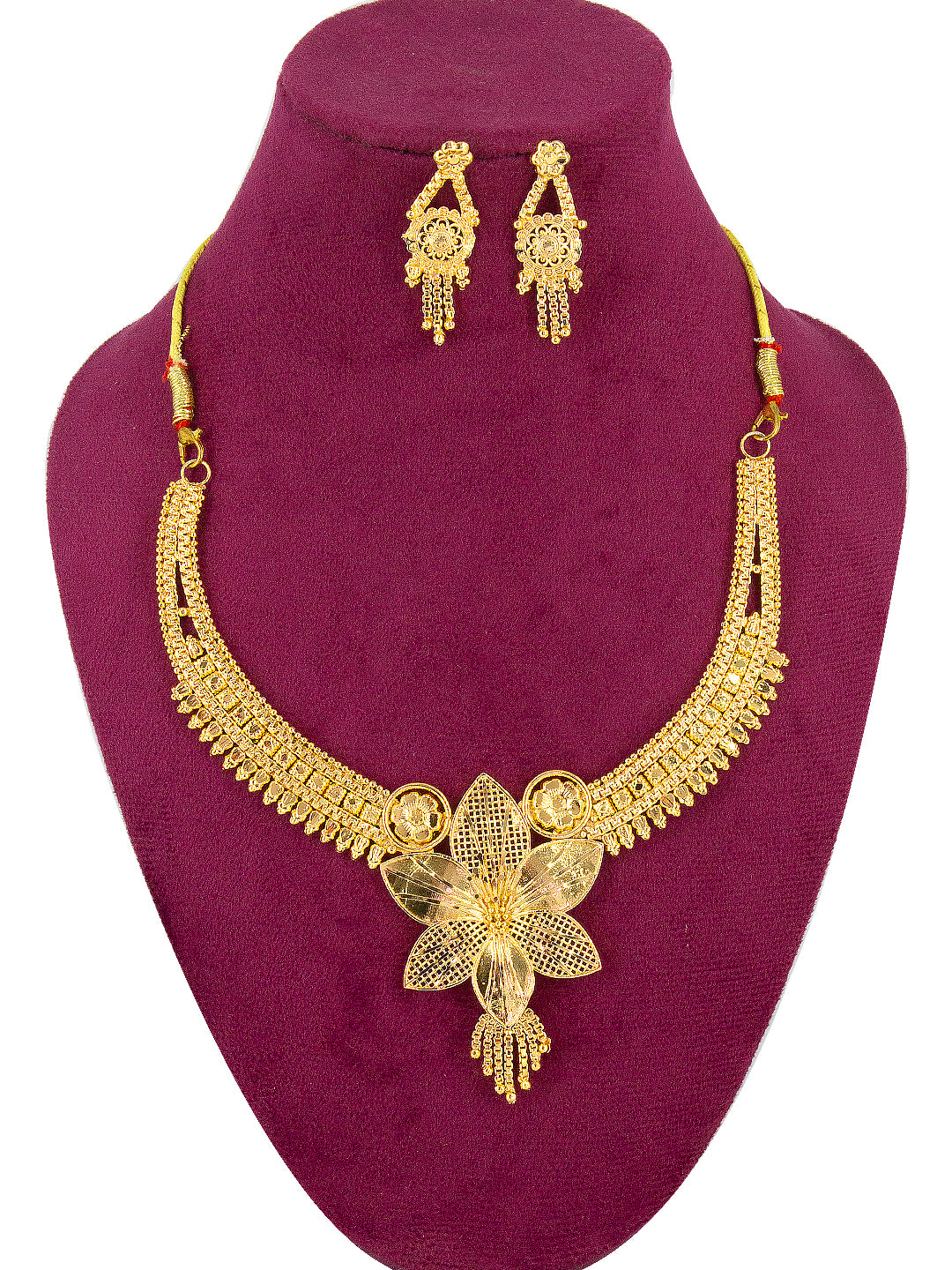 Gold-Plated Floral Design Jewellery Set For Women