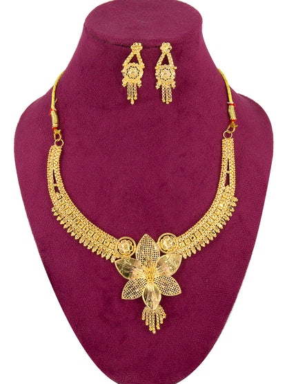 Gold-Plated Floral Design Jewellery Set For Women
