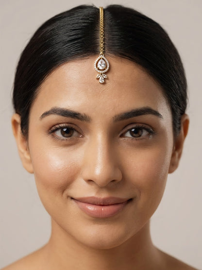 Gold Plated AD Maang Tikka for Women