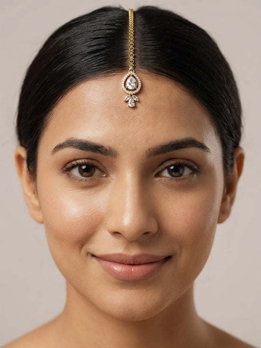 Gold Plated AD Maang Tikka for Women