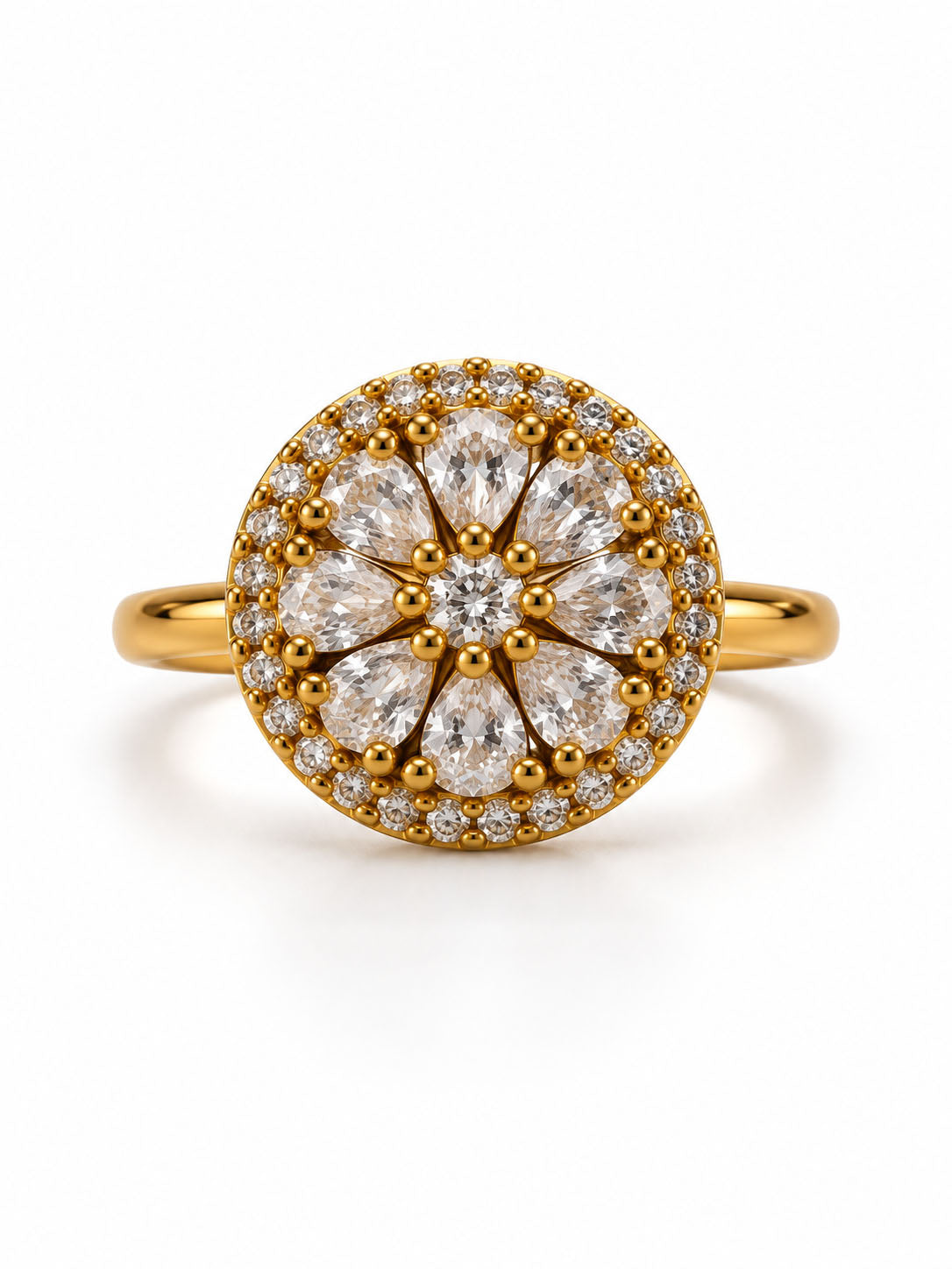 22K Gold Plated AD Finger Ring for Women