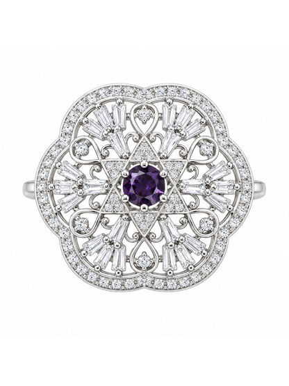 Silver Plated Purple AD Finger Ring for Women