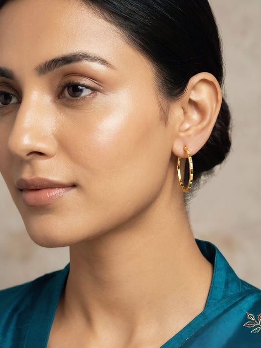 Gold Plated Classic Hoop Earrings for Women