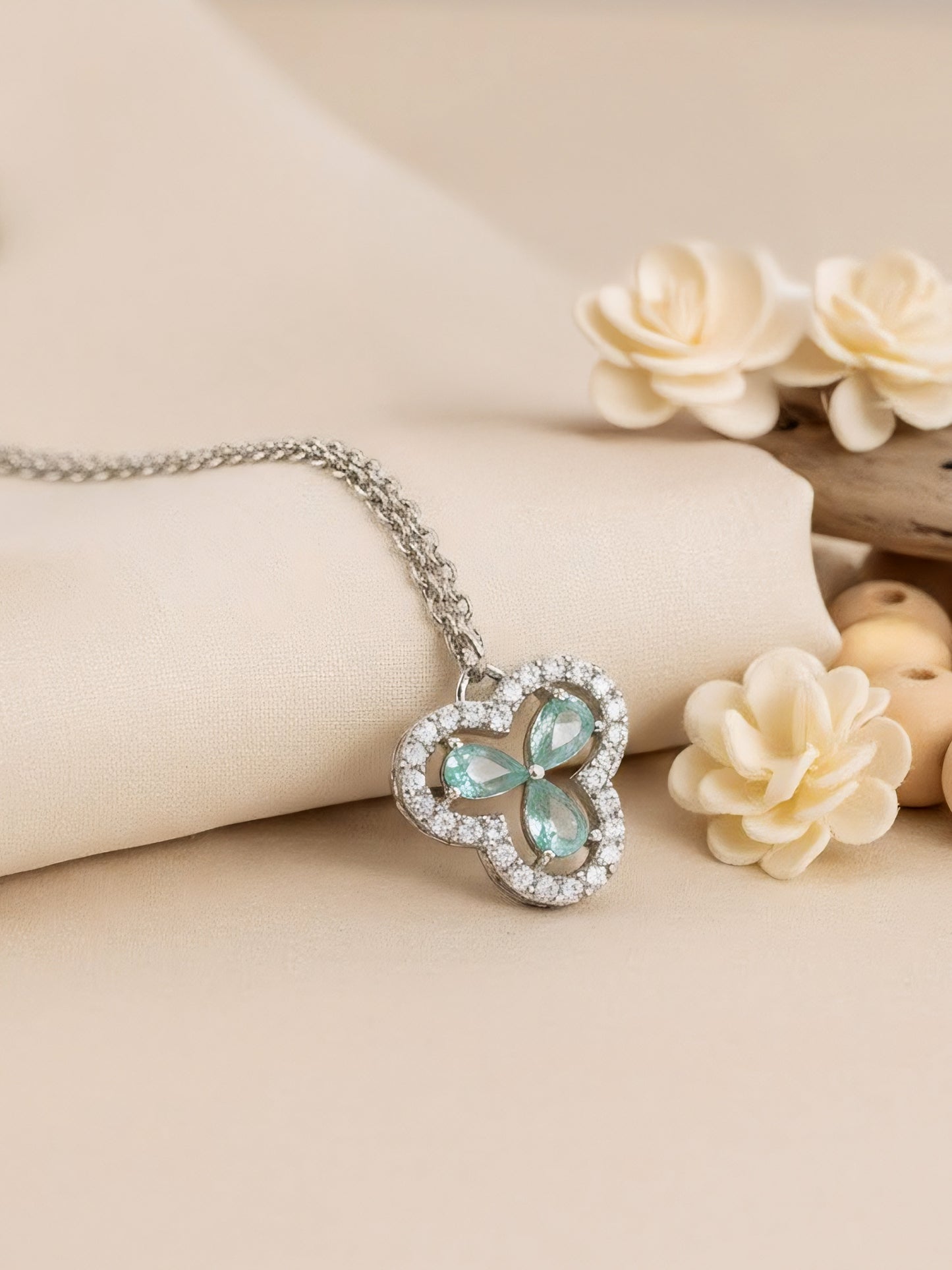 Silver Plated Mint Green Maang Tikka for Women