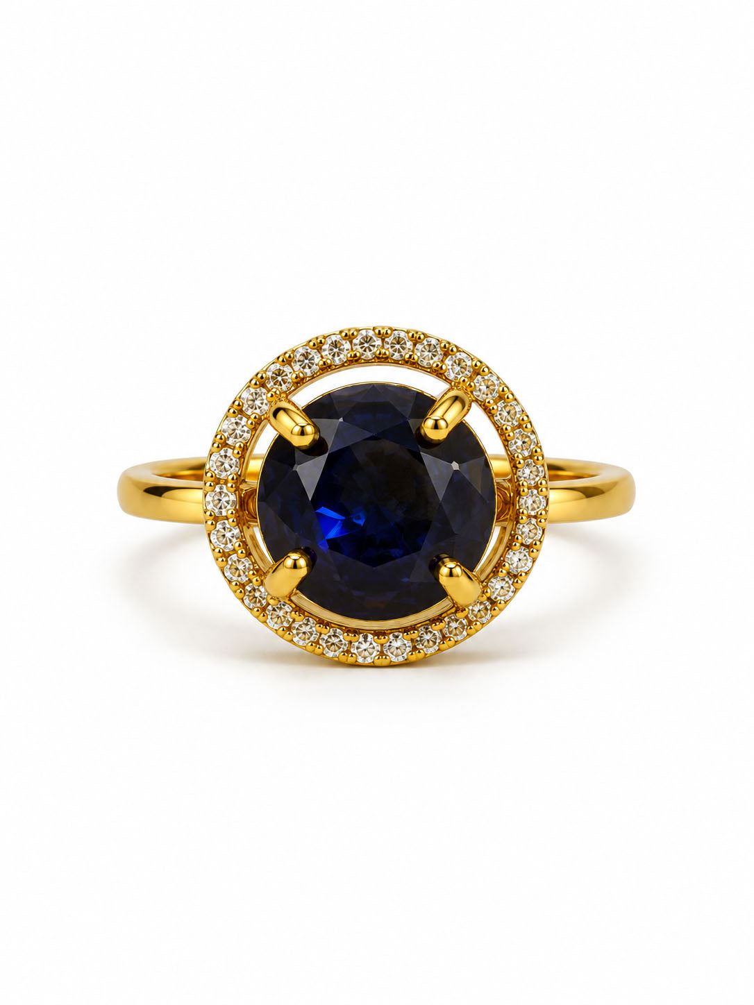 22K Gold Plated Blue AD Finger Ring for Women
