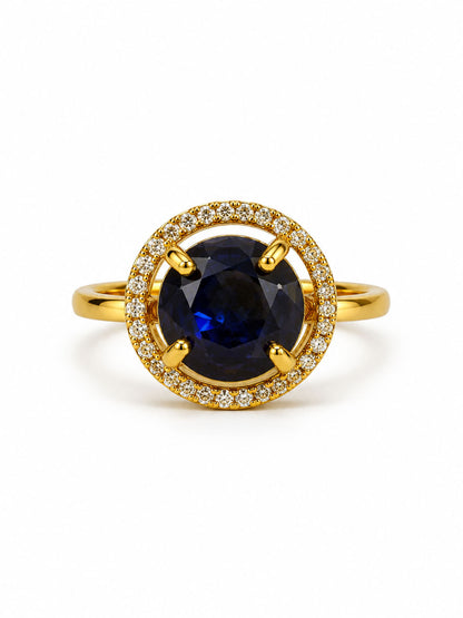 22K Gold Plated Blue AD Finger Ring for Women