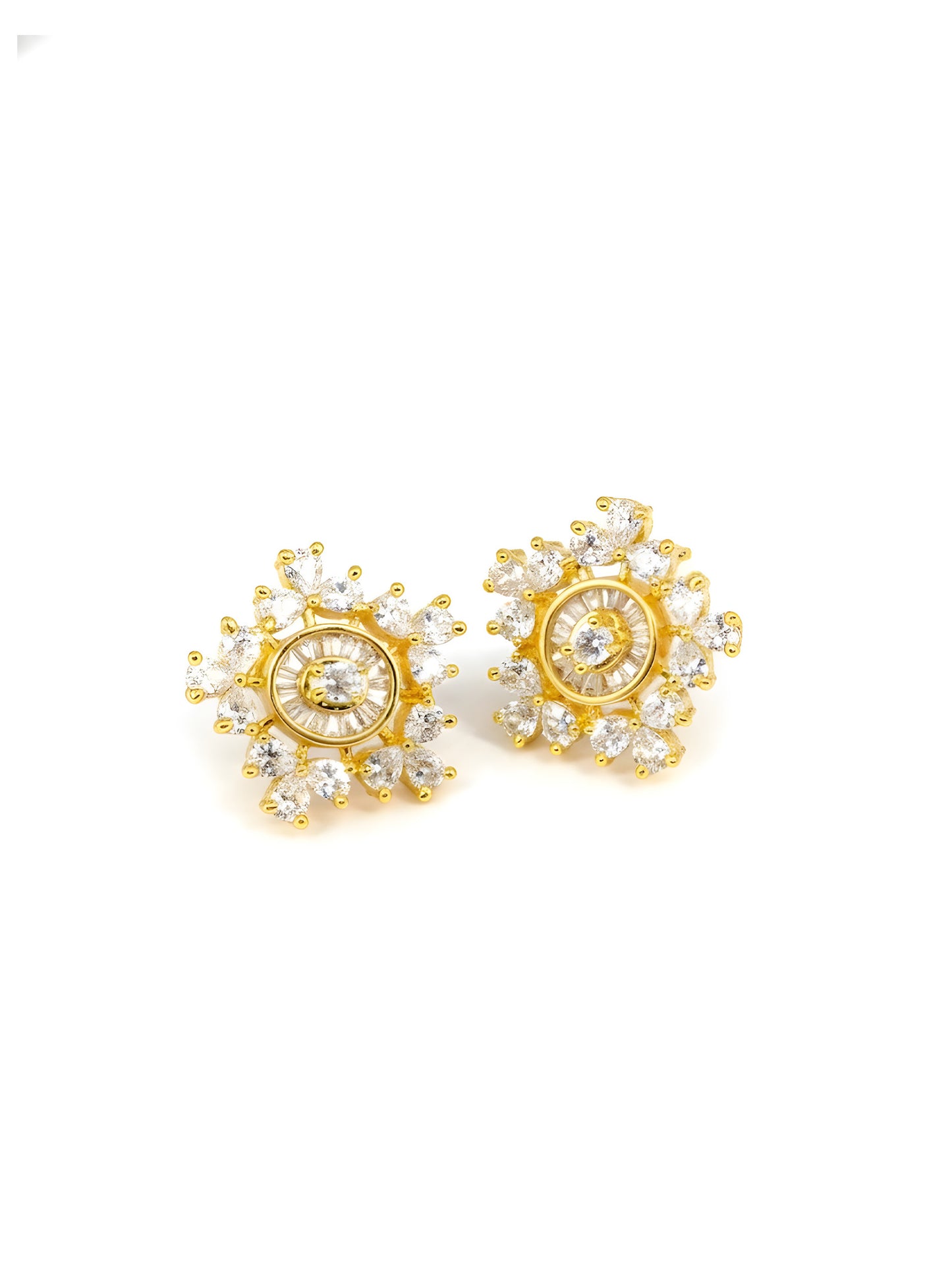 Gold Plated AD Floral Earrings for Women