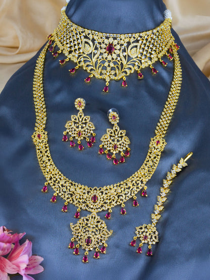 Gold Plated American Diamond Bridal Jewellery Set
