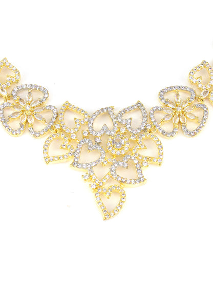 Gold Plated Floral AD Designer Jewellery Set