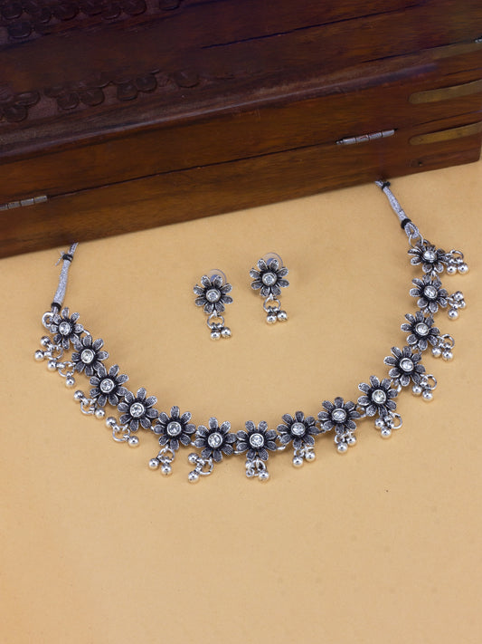 Oxidized Floral Choker Jewellery Set