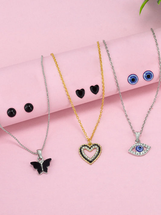 Pack of 3 Trendy Pendants & Earrings Set Gift