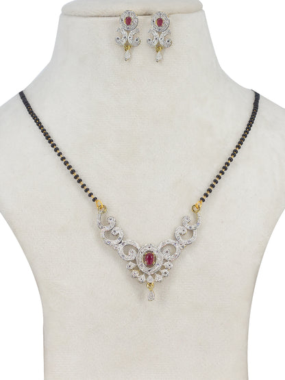 Red American Diamond Mangalsutra Set