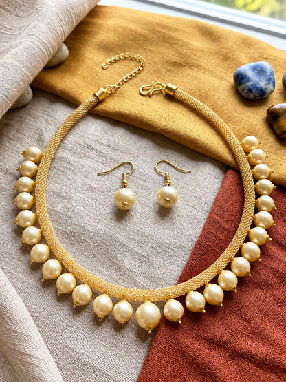 Gold Plated Pearl Jewellery Set for Girls