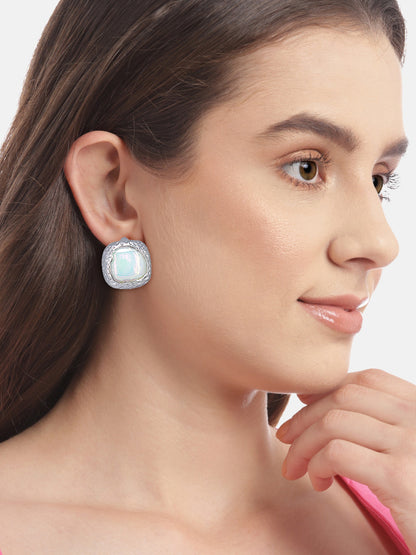 Square Stone Stud Earrings