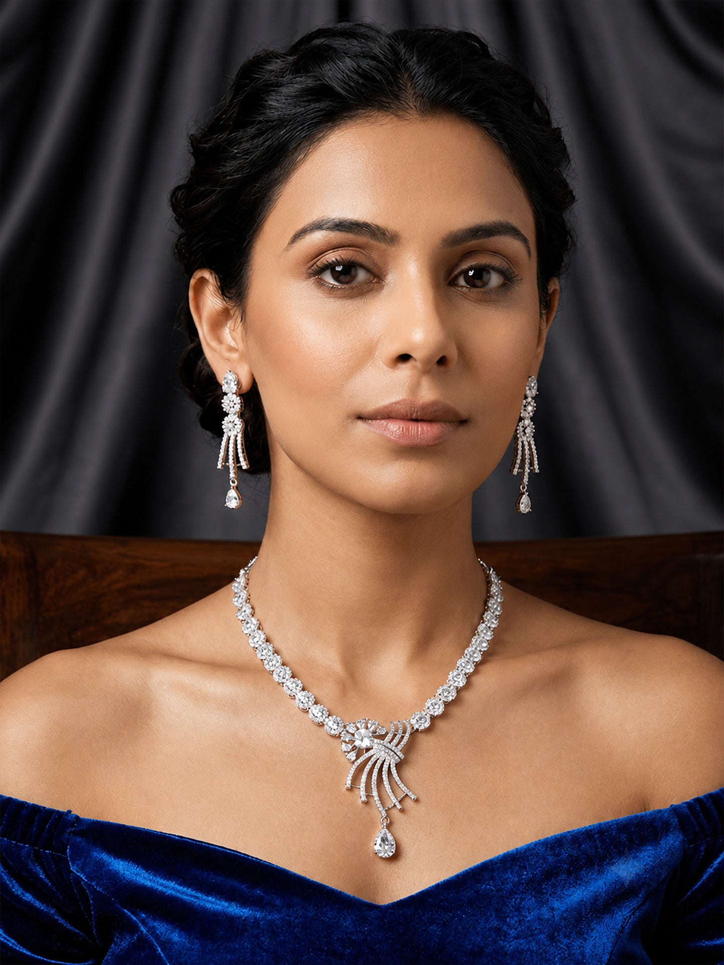 Silver Plated AD Jewellery Set for Women