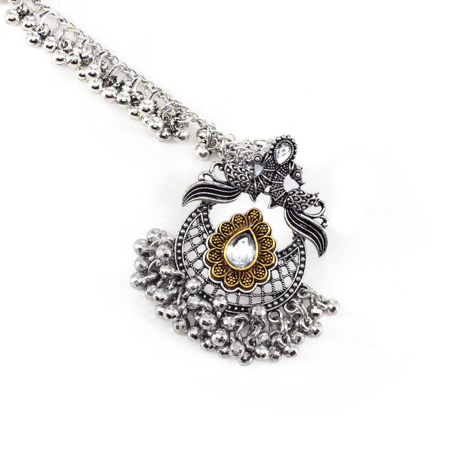 Silver Oxidised Jhumka Earring with Chain for Women