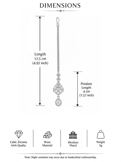 Silver Plated AD Maang Tikka for Women