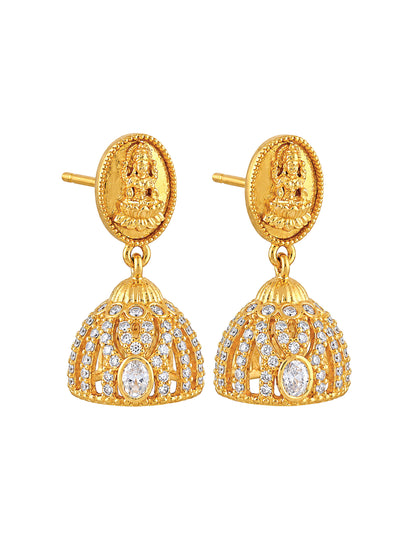 Gold Plated American Diamond Temple Jewellery Set