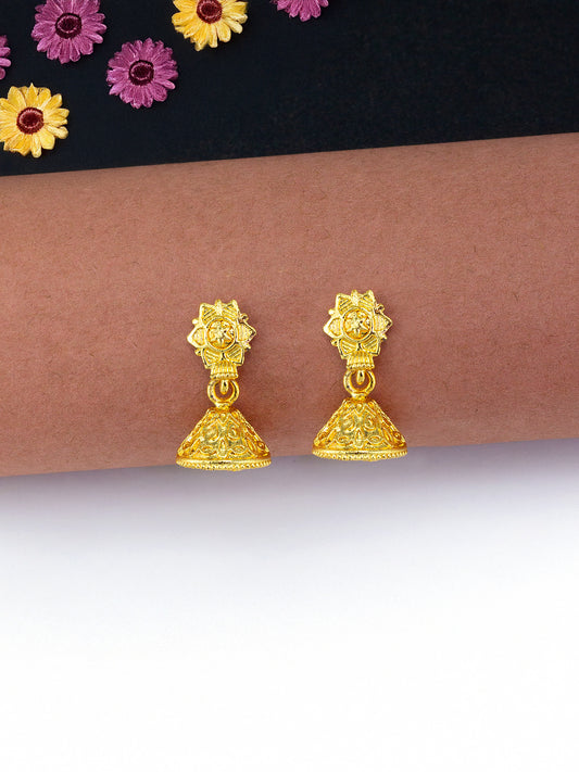 Gold Plated Floral Jhumki Earrings
