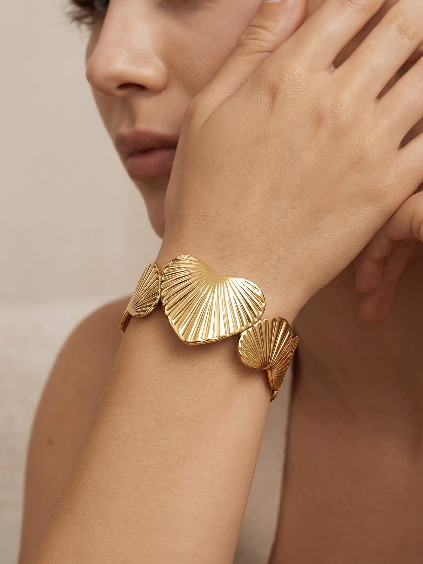 Gold Plated Designer Heart Cuff Bracelet for Women