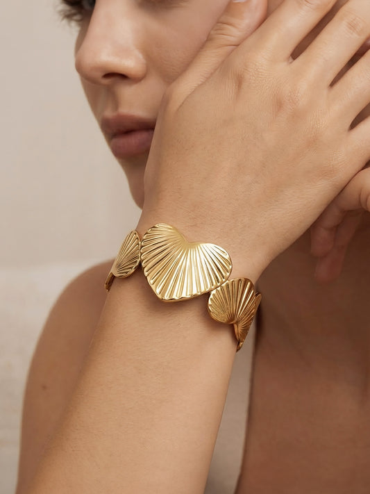 Gold Plated Designer Heart Cuff Bracelet for Women