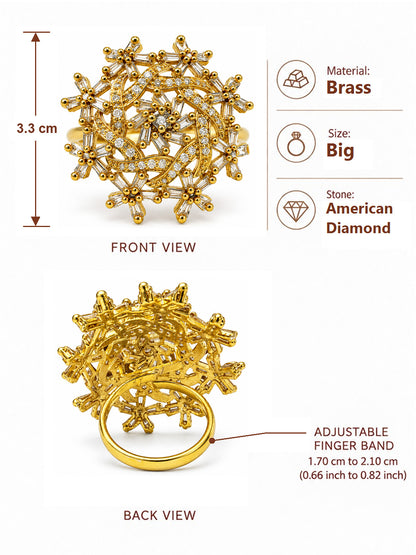 Antique Gold Plated AD Finger Ring for Women