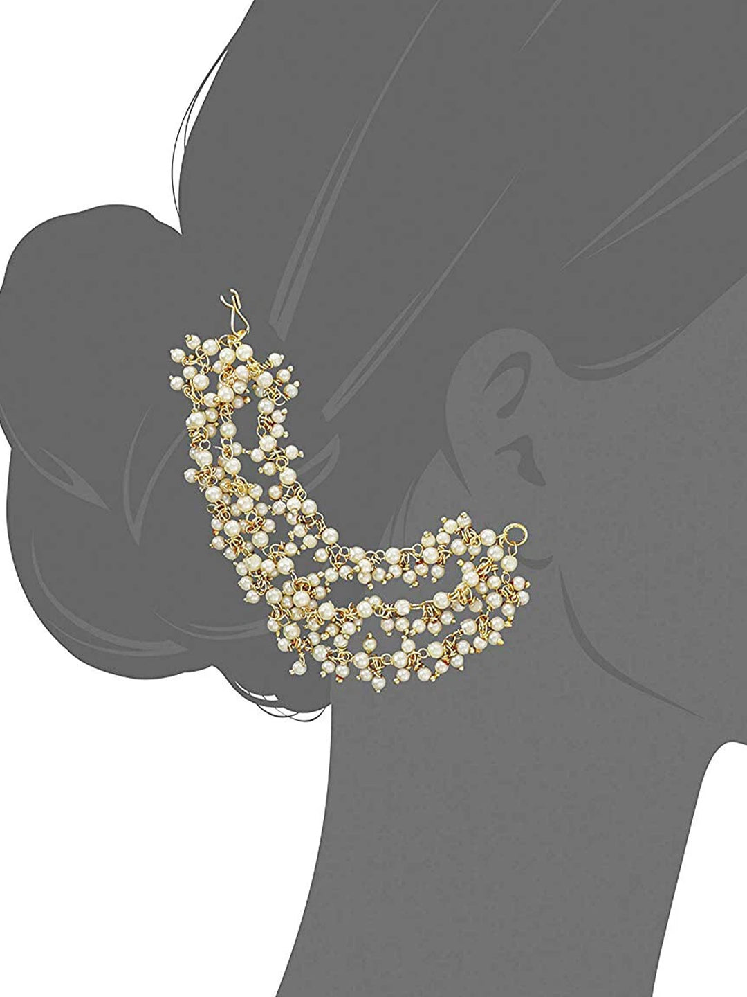 Gold-Plated 3-Layered Beads Drop Ear Chain