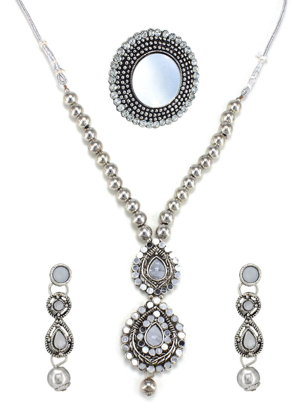 Silver Plated Mirror Jewellery Set
