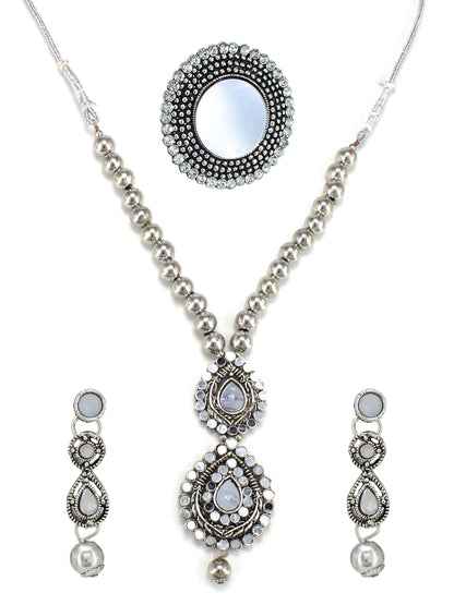Silver Plated Mirror Jewellery Set