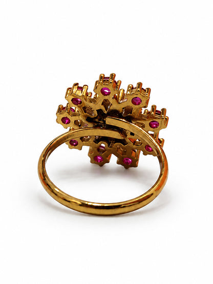 22K Gold Plated Red AD Finger Ring for Women