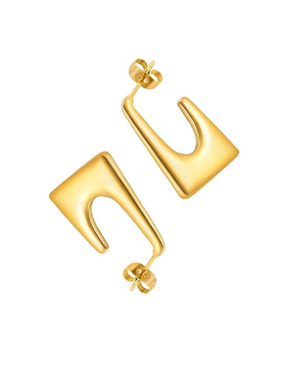 Stainless Steel Anti Tarnish U Cut Half Hoop Earrings