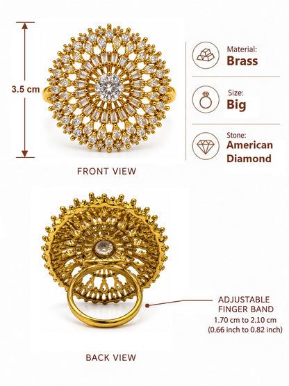 Antique Gold Plated AD Finger Ring for Women