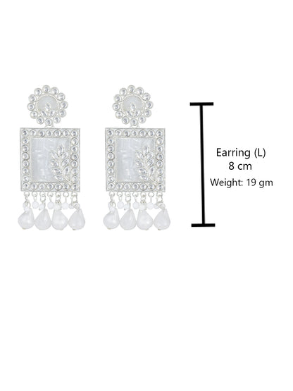Floral Marble Finish Drop Earrings