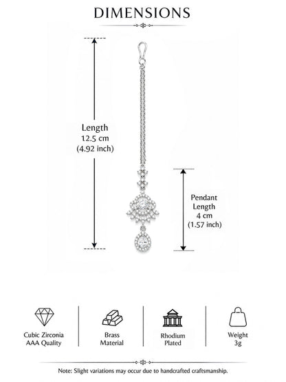 Silver Plated AD Maang Tikka for Women