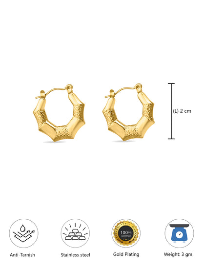 Stainless Steel Anti Tarnish Bamboo Hoop Earrings