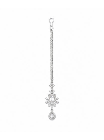 Silver Plated AD Maang Tikka for Women