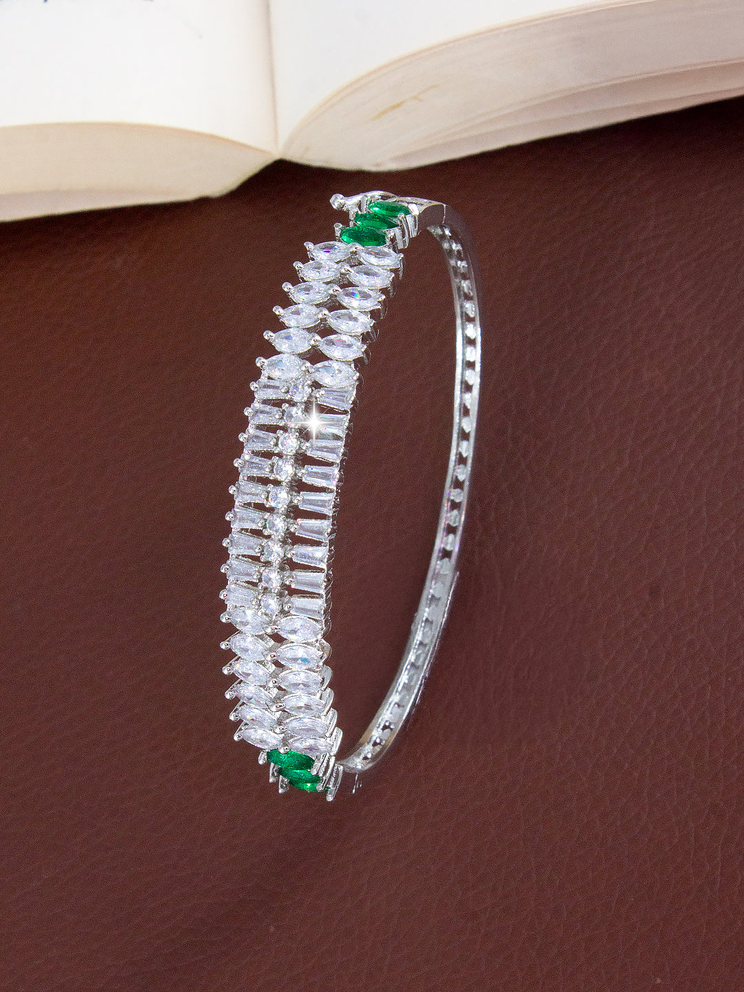 Rhodium Plated AD Band Style Bracelet