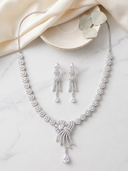 Silver Plated AD Jewellery Set for Women