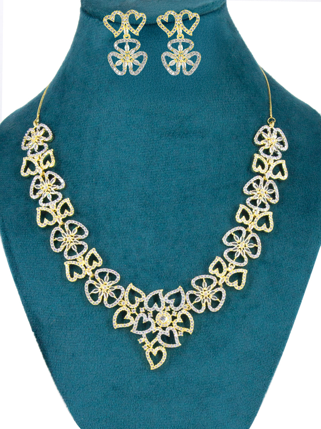 Gold Plated Floral AD Designer Jewellery Set