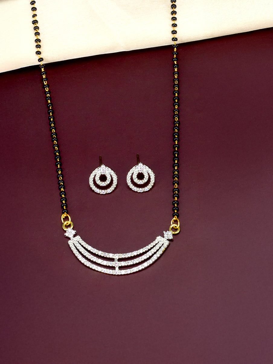 American Diamond  Mangalsutra With Earrings