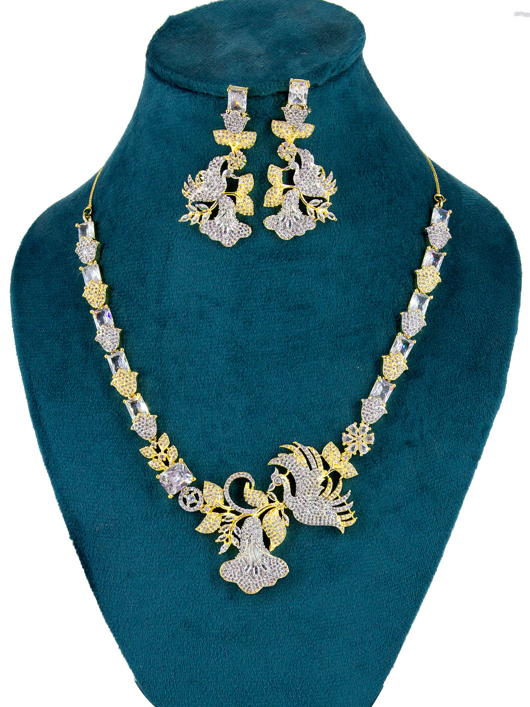 Gold Plated AD Designer Bird Jewellery Set For Women
