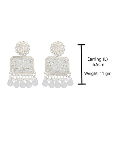 Floral Marble Finish Drop Earrings