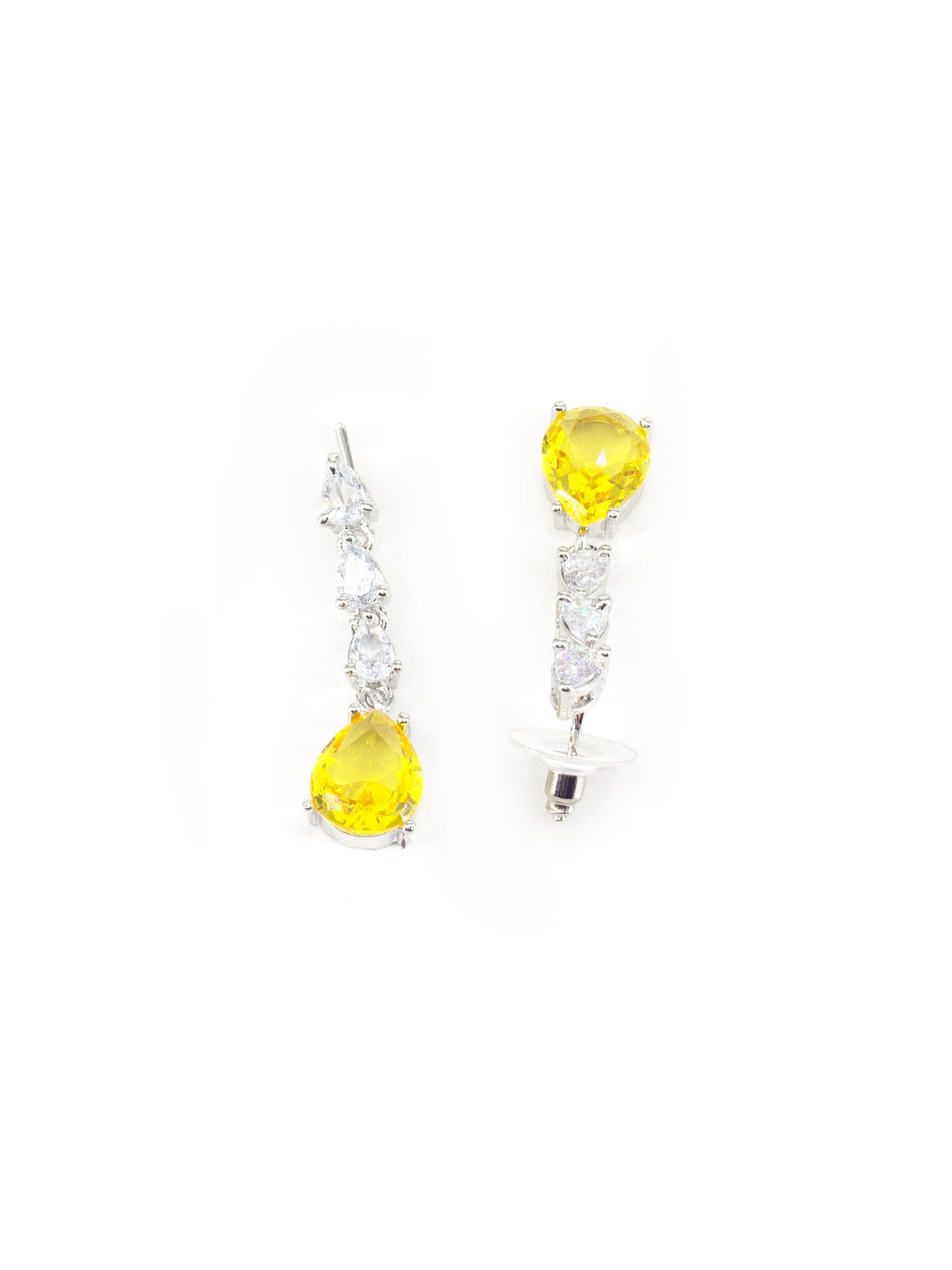 Silver Plated Yellow & White American Diamond Jewellery Set