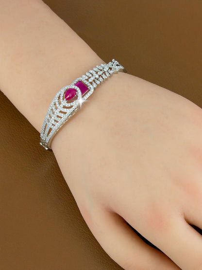 Silver Plated Ruby and AD Designer Bracelet
